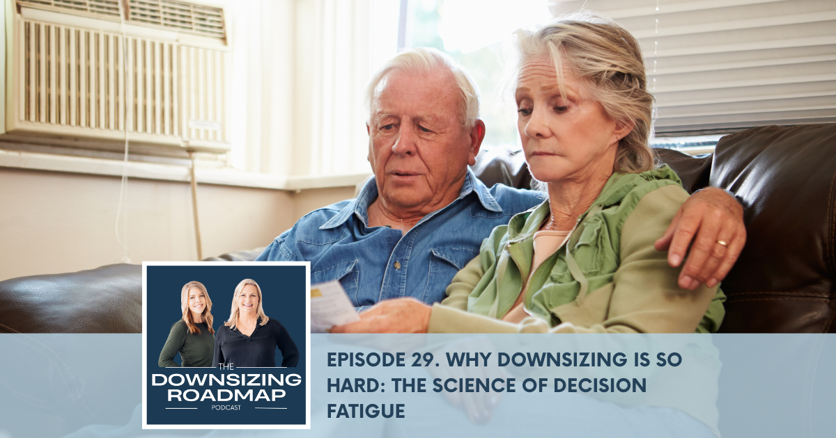 Senior couple sitting together reviewing paperwork looking stressed over decisions