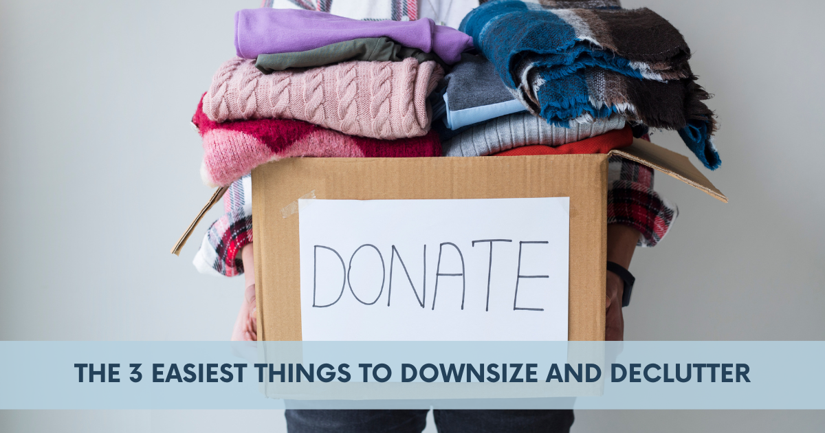 Box of decluttered household items ready for donation