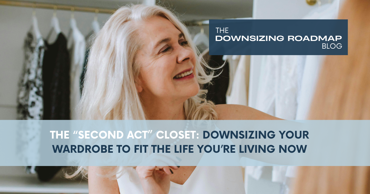 bright, minimal closet with neatly hung clothes in neutral tones and open space.