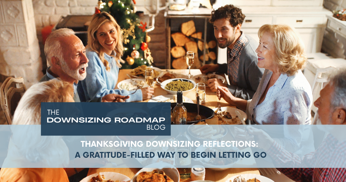 Thanksgiving table with warm autumn décor inspiring Thanksgiving downsizing reflections