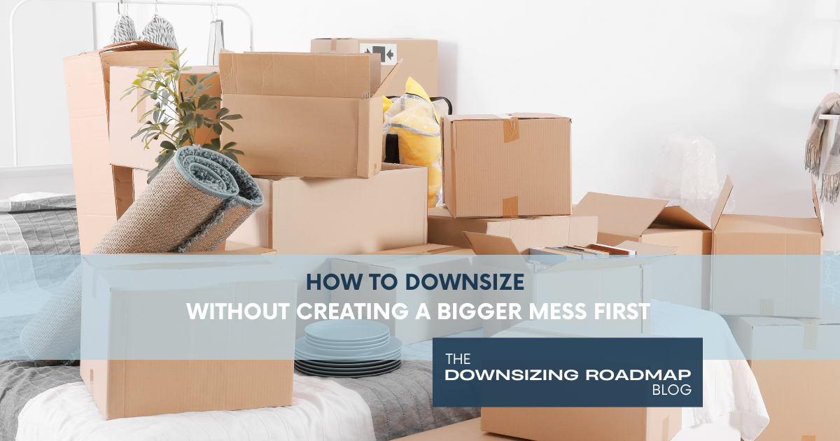 downsizing without making a mess using organized and contained sorting method