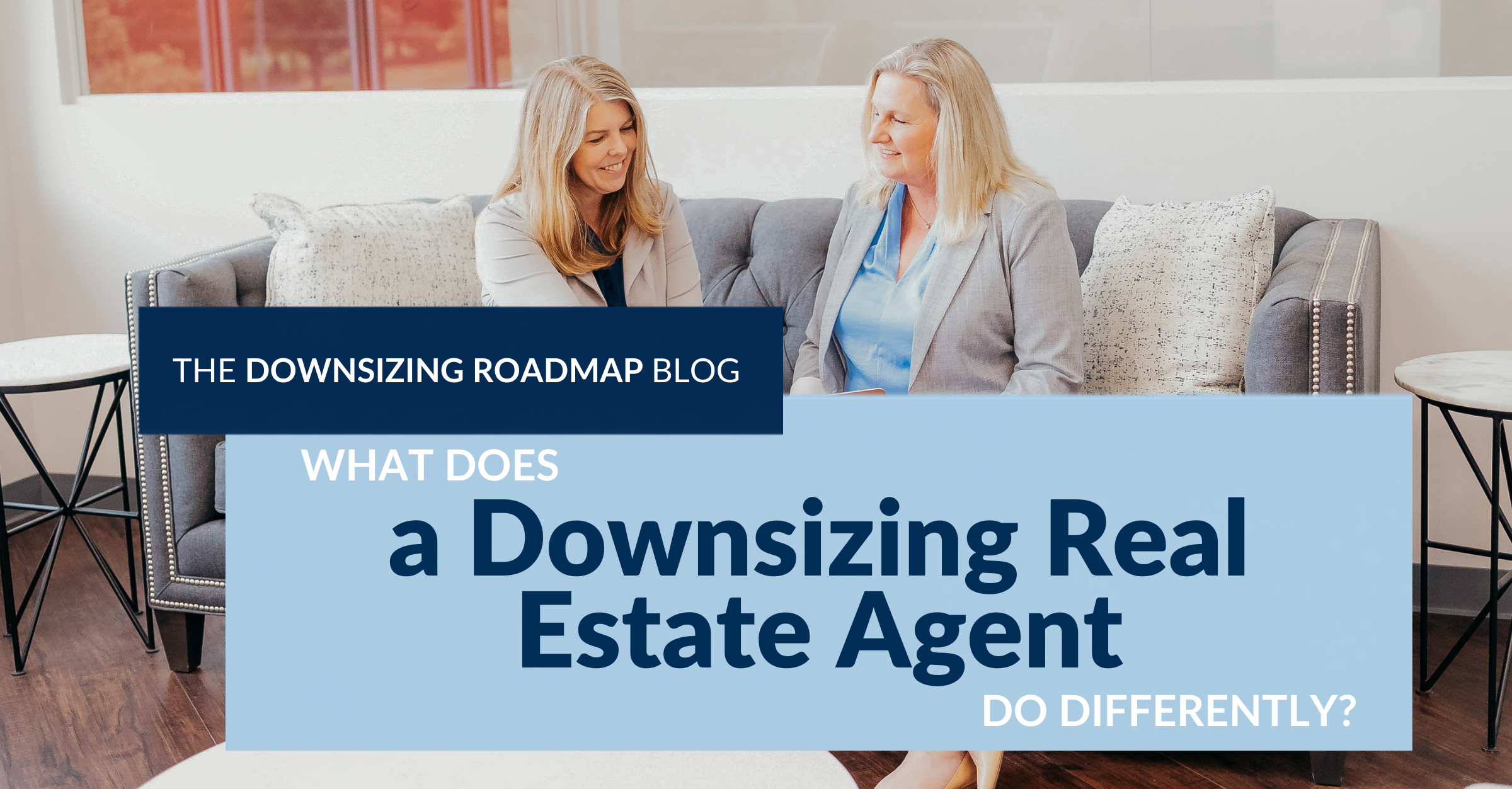 Downsizing real estate agent meeting with homeowners to plan their home sale and upcoming move